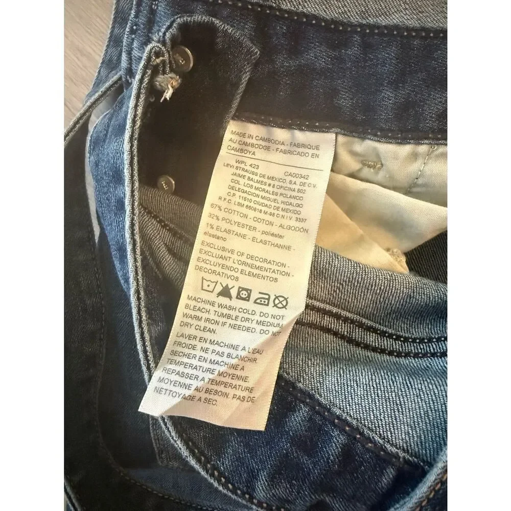 Levi's Denizen Bib Overall Denim Shorts Size Large | Blue Jean Stretch, Low Back